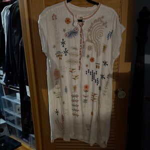 Johnny Was Multicolor Embroidered Midi Dress